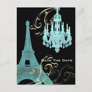 Carte Postale Faire-part Mariage Tour Eiffel Paris enregistrer la date