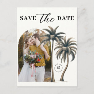 Carte Postale Faire-part Mariage Tropical sur la Côte aux Palmiers Photo Ca