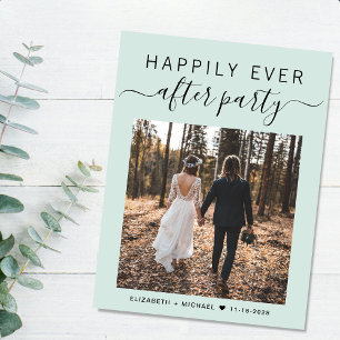 Carte Postale Faire-part Mariage Vert Menthe de la Fête Photo pour une Fin