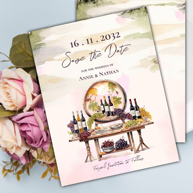 Carte Postale Faire-part Mariage vinicole Rustique Chic Grapevine inspiré (Rustic Chic Grapevine-Inspired Winery Wedding Announcement Postcard)