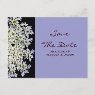 Carte Postale Faire-part Mariage vintage fleuri violet enregistrer la date
