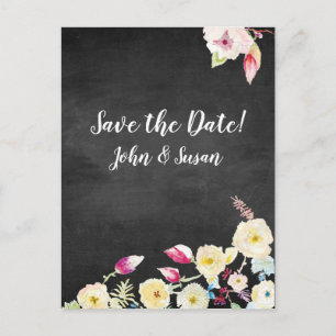 Carte Postale Faire-part Mariage Vintage Floral Rustique Chalkboard