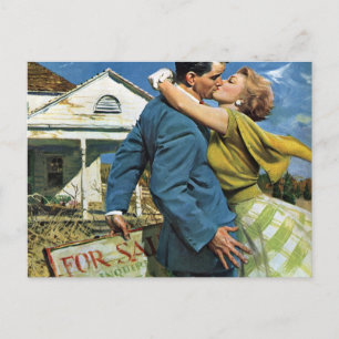 Carte Postale Faire-part Mariage vintage, les nouveaux mariés Enregistrer l