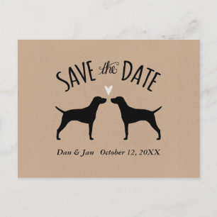 Carte Postale Faire-part Mariage Vizsla Silhouettes Enregistrer la date