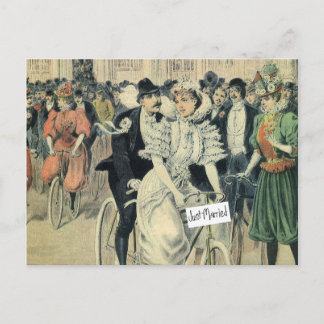 Carte Postale Faire-part Marié À Vélo