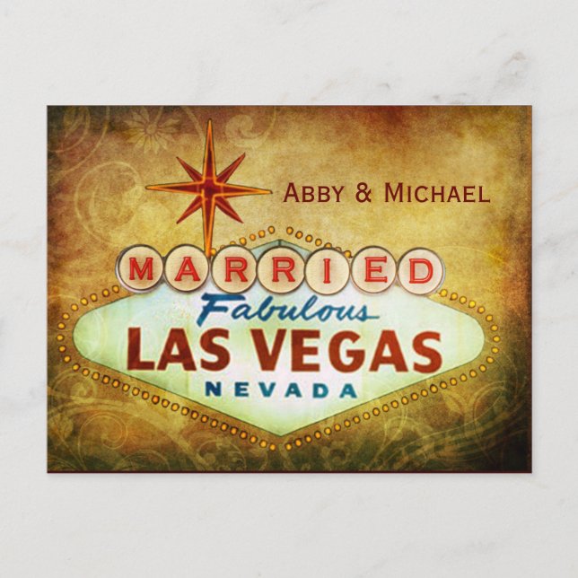 Carte Postale Faire-part Mariés dans la FABULEUSE LAS VEGAS (Devant)