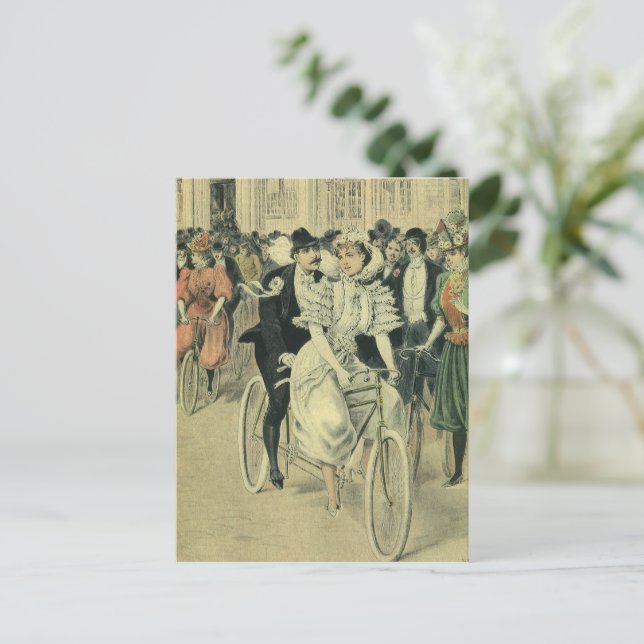 Carte Postale Faire-part Mariés de mariage victorien Save the Date (Debout devant)
