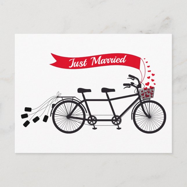 Carte Postale Faire-part Mariés, tandem de mariage (Devant)