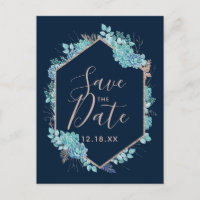 Marine Blue Succulents & Rose Gold Enregistrer la