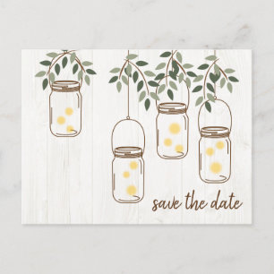 Carte Postale Faire-part Mason Jar & Fireflies Mariage rustique