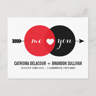 Carte Postale Faire-part Me & You Venn Diagram Heart Enregistrer la date Ca