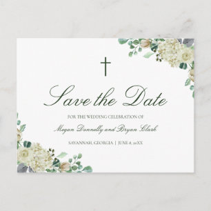 Carte Postale Faire-part Megan Christian Roses de la branche de mariage Éco