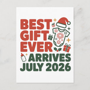 Carte Postale Faire-part Meilleur Cadeau Arrive en Juillet 2026 Noël Couple