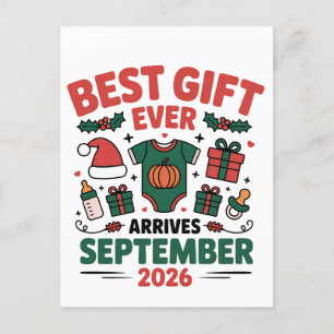 Carte Postale Faire-part Meilleur Cadeau Arrive en Septembre 2026 Noël  
