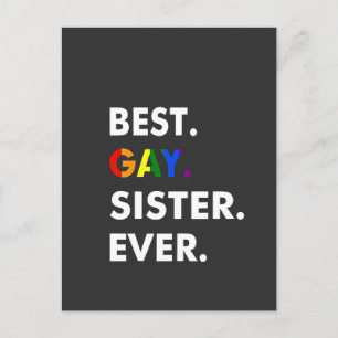 Carte Postale Faire-part Meilleure Soeur Gay Jamais Drôle LGBT Rainbow Prid