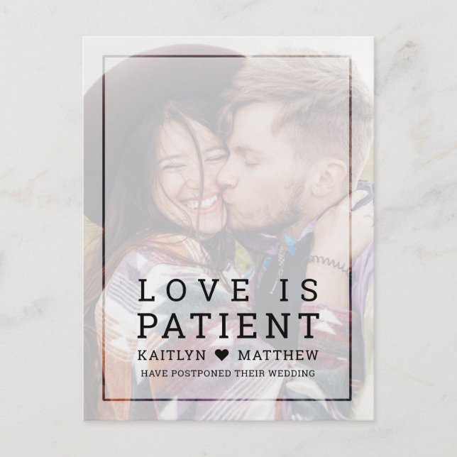 Carte Postale Faire-part Même amour Différente Date Faded Photo Typographie (Devant)