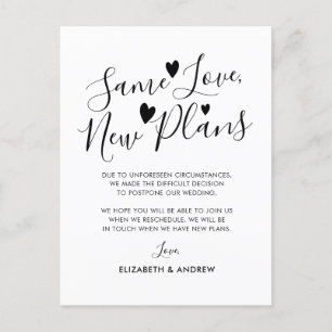Carte Postale Faire-part Même amour Nouveau plan Coeurs Mariage report