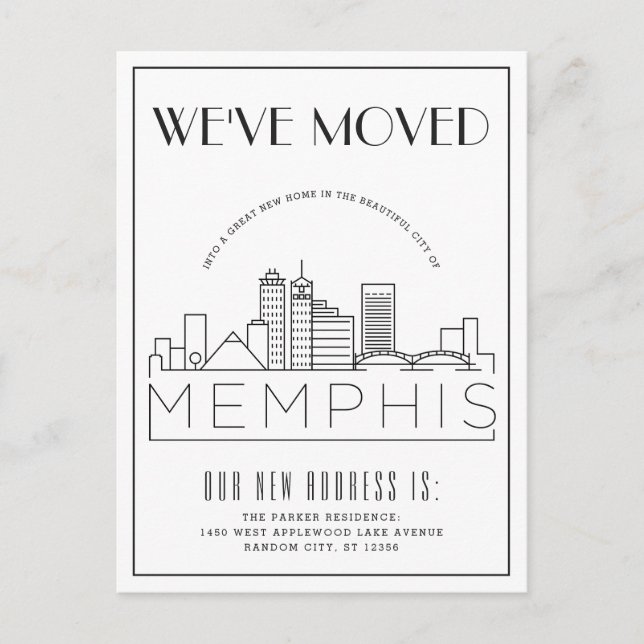 Carte Postale Faire-part Memphis Modern Deco | Changement d'adresse (Devant)