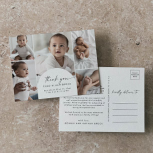 Carte Postale Faire-part Merci Boho Arch Multi Photo moderne naissance