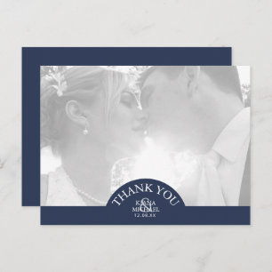 Carte Postale Faire-part Merci de Mariage d'Ancre Blue Wave ID836