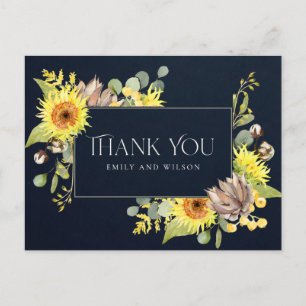 CARTE POSTALE FAIRE-PART MERCI MARIAGE FLORAL EUCALYPTUS DE LA MARINE