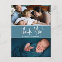 Merci personnalisé Bleu Deuxième bébé photo naissa
