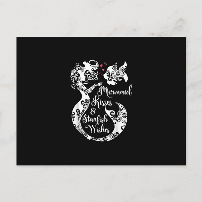 Carte Postale Faire-part Mermaid Kisses Starfish Wishes Mandala Mermai Swim (Devant)