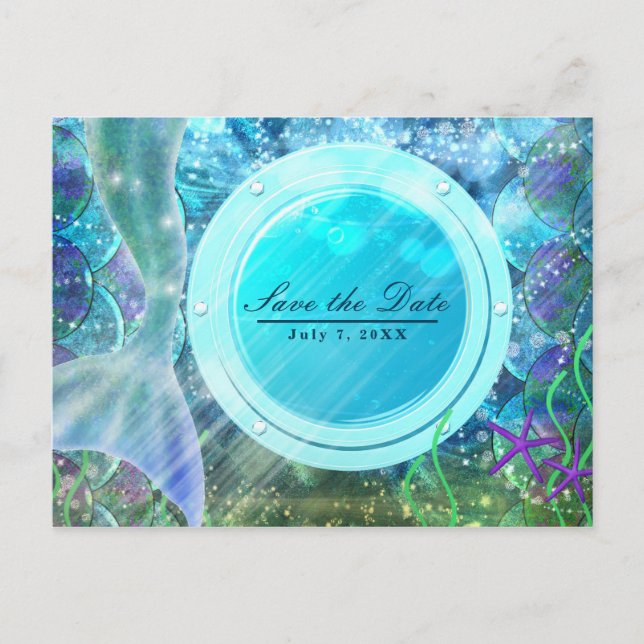 Carte Postale Faire-part Mermaid Tail Magic Under the Sea Enregistrer la da (Devant)