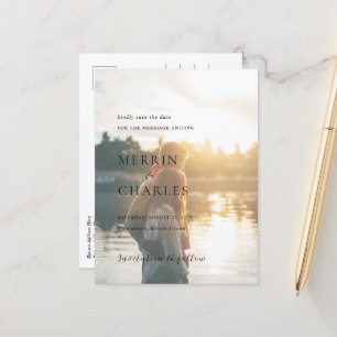 Carte Postale Faire-part Merrin Photo Mariage élégant Enregistrer la date