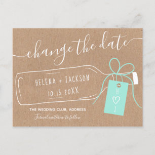 Carte Postale Faire-part message de bouteille Boho kraft script changer la 