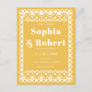 Carte Postale Faire-part Mexicaine Fiesta Yellow Papel Picado Enregistrer l