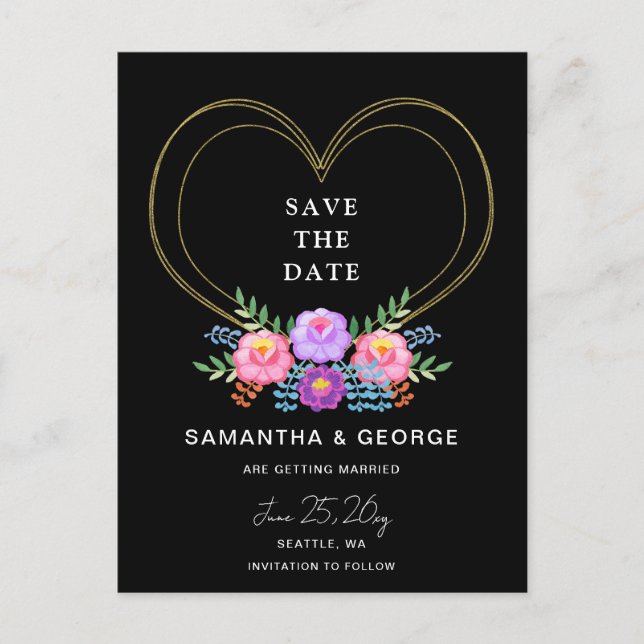 Carte Postale Faire-part Mexican Floral Fiesta Save The Date (Devant)