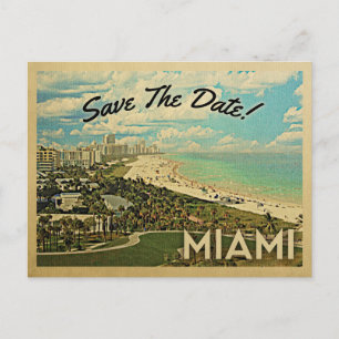 Carte Postale Faire-part Miami Enregistrez la Date Côte de la ville de Flor
