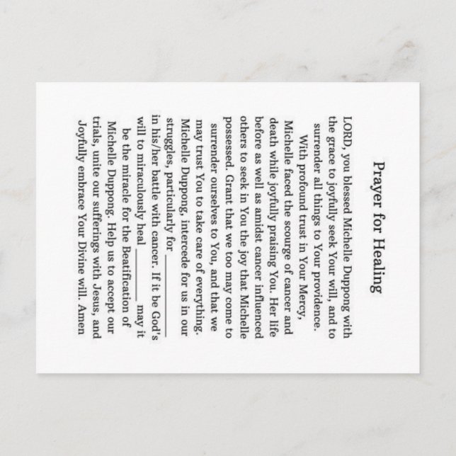 Carte Postale Faire-part Michelle Duppong (Dos)