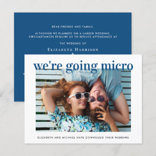 Carte Postale Faire-part Micro Mariage Réduit Photo Bleu