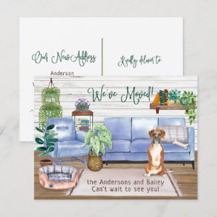 Carte Postale Faire-part Mignon Boxer Chaleureux Nouveau Déménagement Maiso