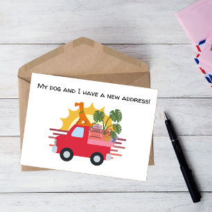 Carte Postale Faire-part Mignon Mon chien et moi avons une nouvelle adresse
