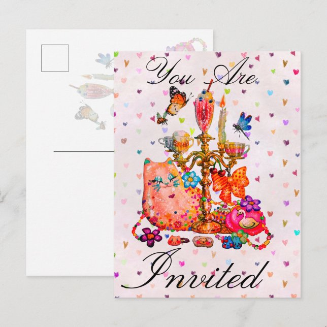 Carte Postale Faire-part Mignon Pastel (Devant / Derrière)