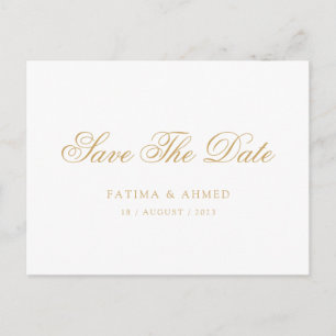 Carte Postale Faire-part Minimal Musulman Blanc Enregistrer La Date