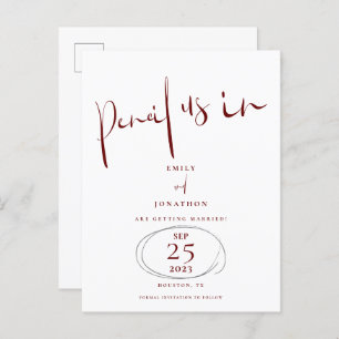 Carte Postale Faire-part Minimal Pencil Us In Script Burgundy Enregistrer L