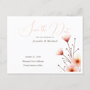 Carte Postale Faire-part Minimaliste Floral Professionnel Enregistrer la Da