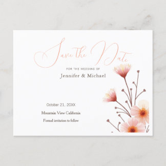 Carte Postale Faire-part Minimaliste Floral Professionnel Enregistrer la Da