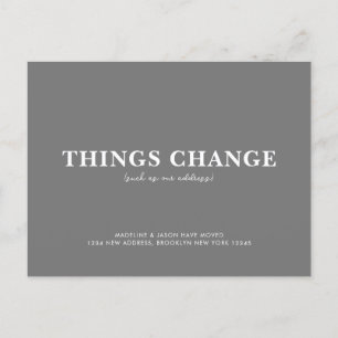Carte Postale Faire-part Minimaliste Gris Argent Les Choses Changent Déplac