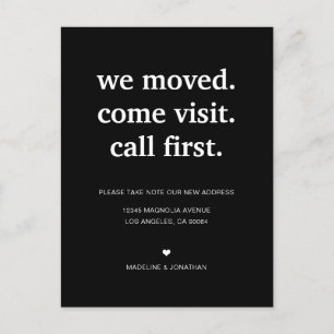 Carte Postale Faire-part Minimaliste Moderne Noir Nous Avons Déménagé Démén