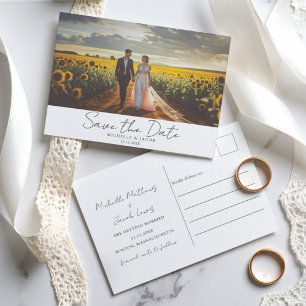 Carte Postale Faire-part Minimaliste Une Photo Enregistrer la Date de Maria