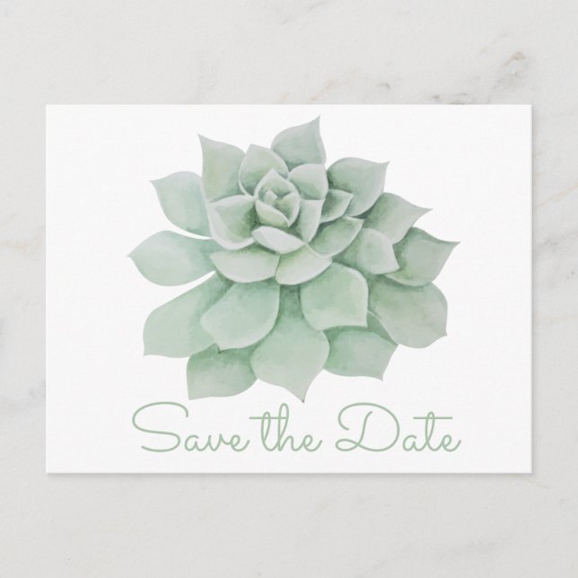 Carte Postale Faire-part Mint Green Enregistrer La Date Succulent Cactus Ma (Devant)