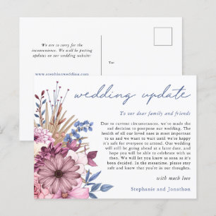 Carte Postale Faire-part Mise à jour du report de mariage Écriture moderne 