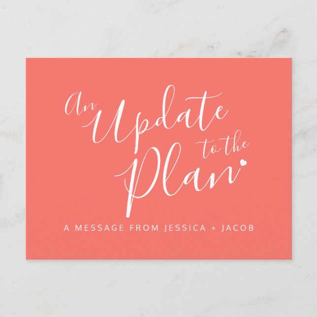 Carte Postale Faire-part Mise à jour pour planifier l'annulation du mariage (Devant)