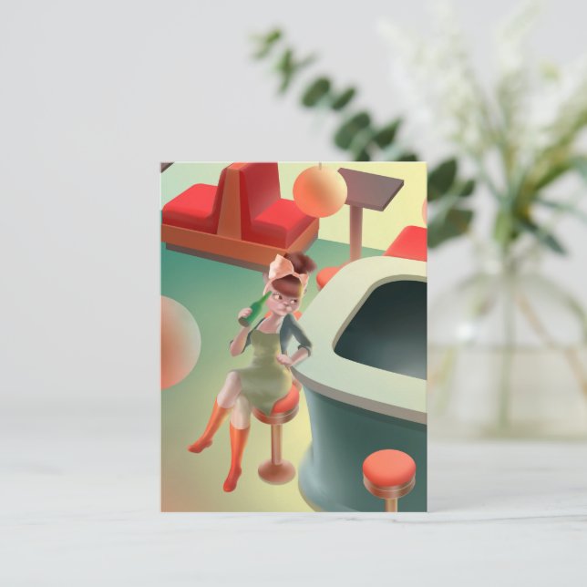 Carte Postale Faire-part Miss Meow - Late Night Bar Series (Debout devant)