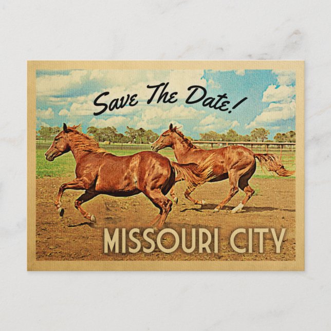 Carte Postale Faire-part Missouri City Texas Enregistrer La Date Chevaux (Devant)